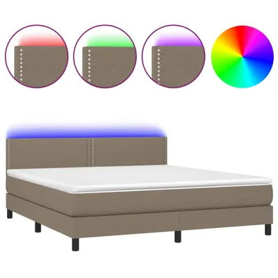 Produktbild von Boxspringbett mit Matratze & LED Taupe 180x200 cm Stoff