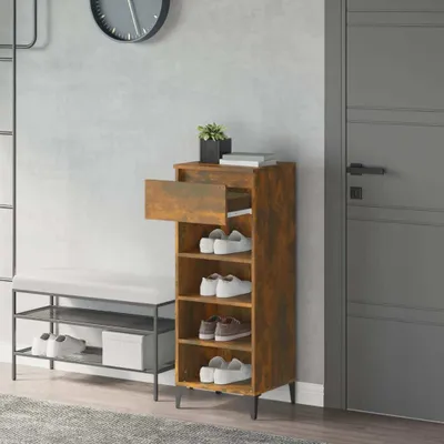 Produktbild von The Living Store Schuhregal Räuchereiche 40x36x105 cm Holzwerkstoff