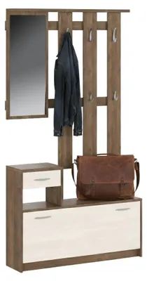 Produktbild von Eingangsmöbel Clint, Multifunktionsschrank, 100x25h180 cm, Weiß und Eiche
