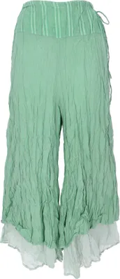 Produktbild von Bequeme Palazzohose, Marlenehose im Crush-Look, Baumwollhose, Krinkelhose - Grün, Damen, Baumwolle, Hosen