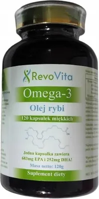 Produktbild von RevoVita Omega 3 Fischöl 683 mg EPA + 252 mg DHA pro Kapsel, Vitamin E, 120 Kapseln