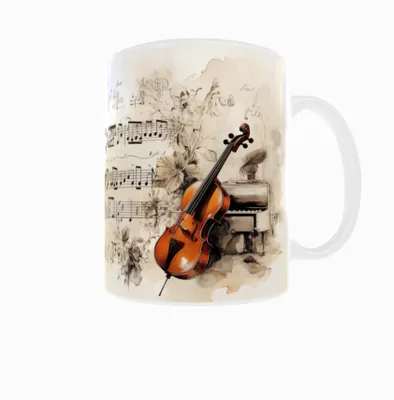 Obrázek produktu pro Hrnek 300ml Klasická hudba Violoncello Noty pro violoncello