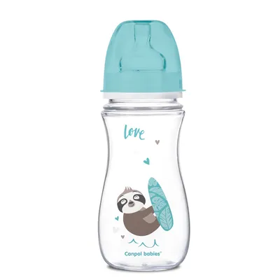 Produktbild von Weithals-Kindertaschenflasche mit Anti-Kolik-System, EasyStart-Spielzeug, blau, 300 ml