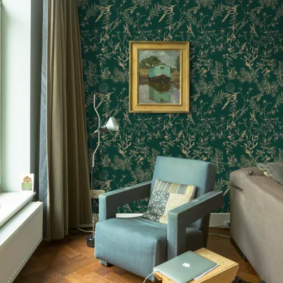 Productafbeelding van Zelfklevende behangfolie met planten- en vogelmotieven, 41 x 300 cm, waterdicht, geschikt voor wanden en meubels