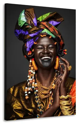 Produktbild von Afrikanische Frau mit Goldschmuck Porträt Wandbild: 40x60x2cm