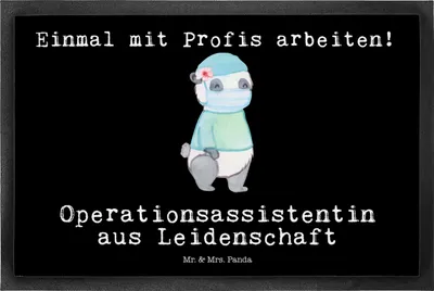 Produktbild von Mr. & Mrs. Panda Fußabstreifer Operationsassistentin Leidenschaft 50 x 75 cm - Schwarz - Geschenk, Lustig, Ausbildung, Schmutzmatte, Schmutzfangmatte, fußmatte, Türmatte