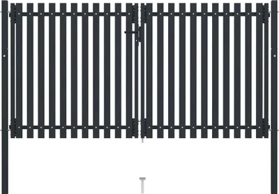 Obrázek produktu pro Dvoukřídlé plotové brány s ocelovými dveřmi 300 x 175 cm antracitové