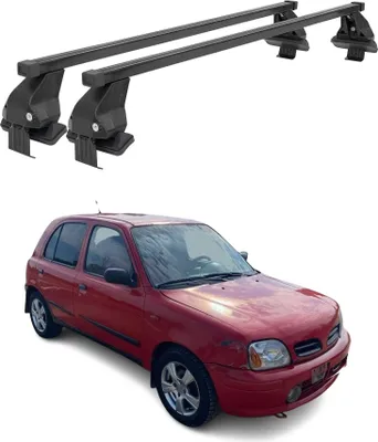 Image de Barres Transversales Menabo pour Nissan Micra 1992-2003 5-portes Noir