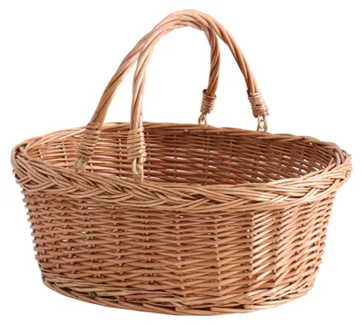 Productafbeelding van Rieten picknickmand met handvat, boodschappenmand, natuurbruin.