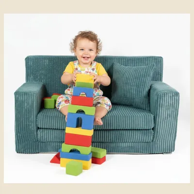 Produktbild von Kindersofa aus Schaumstoff Rosalia Stilvoller Komfort für das Kinderzimmer Ausklappbar Kindermöbel Polstersofa Türkis