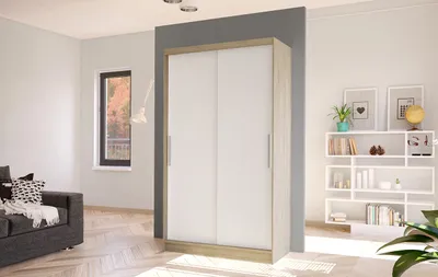 Produktbild von Moderner Kleiderschrank BRUNO 1 – Breite 100 cm, Sonoma-Eiche / Weiß