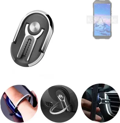 Produktbild von K-S-Trade 3in1 Smartphone-Ring Handy-Ring kompatibel mit Doogee S61 Pro Fingerhalterung  Handyring Tischständer Lüftungsgitter-Halterung Tisch