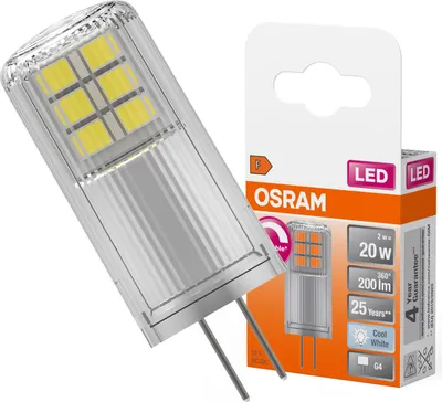 Obrázok produktu pre LED žiarovka typu G4 2 W = 20 W, 200 lm, 4000 K, neutrálna, 12 V, 320°, stmievateľná, LED PIN, Osram