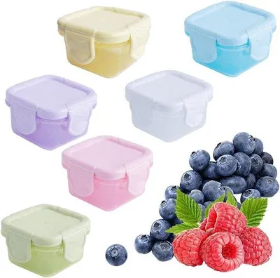 Immagine prodotto di Piccoli barattoli da 60 ml, confezione da 6, adatti al microonde, a tenuta stagna, riutilizzabili