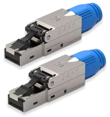 Produktbild von NEXMEX 2x Netzwerkstecker Cat 8 CAT8.1 RJ45 Stecker Werkzeuglos Metall 40Gbps