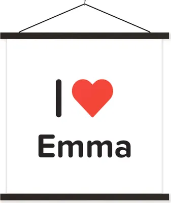 Produktbild von MuchoWow® Textilposter Ich liebe - Emma - Mädchen 90x90 cm mit schwarzem Rahmen - Magnetisches