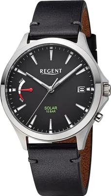 Produktbild von Regent Leder Herren Uhr Armbanduhr Quarz schwarz Lederarmband D2URF1550