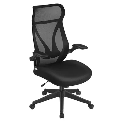 Produktbild von SONGMICS Schreibtischstuhl, ergonomische Rückenlehne, hochklappbare Armlehnen, tintenschwarz