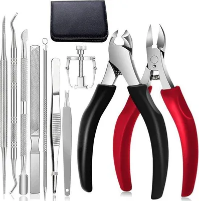 Produktbild von Unyqoos® Nagelpflege-Set 10-teilig aus Edelstahl – Fußnagelzange, Nagelzange & doppelte Nagelfeile für dicke und eingewachsene Nägel