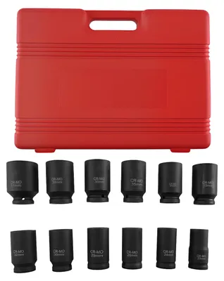 Zdjęcie produktu dla Zestaw 12 sztuk nasadek do klucza nasadowego 3/4" (24–41 mm) – nasadki do wkrętarek udarowych