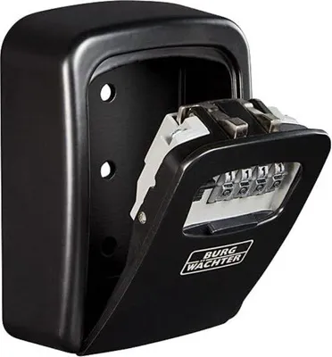 Produktbild von Famanu Schlüsselbox mit 4-stelligem Zahlencode für innen und außen - sichere Wandmontage - Key Safe 30 SB schwarz