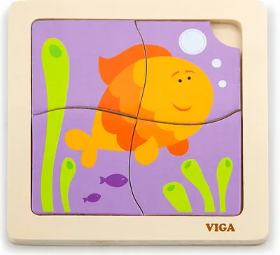 Image de Puzzle en bois 4 pièces - poisson