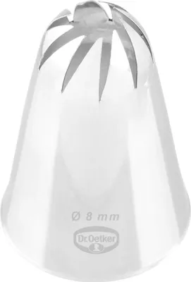 Produktbild von Dr. Oetker Rosettentülle, 8 mm, Rosettentülle aus der Tüllen-Manufaktur, Backzubehör zum Dekorieren (Farbe: silber)