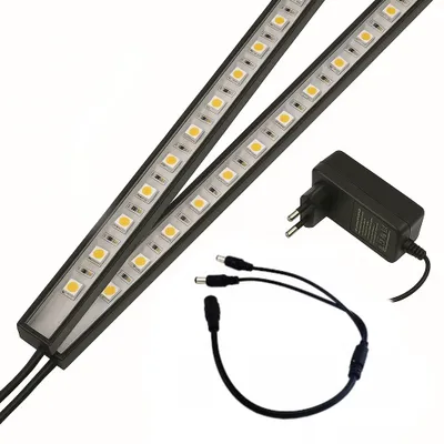 Obrázek produktu pro Černá LED lišta 2x40cm pro osvětlení skříně a vitríny