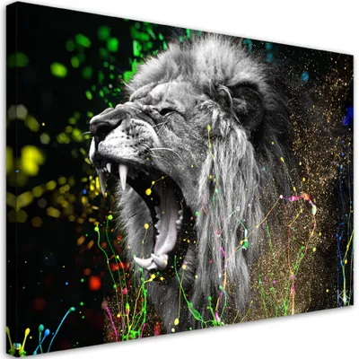 Immagine prodotto di Quadro su tela Leone Animale Natura 90x60 Feeby Quadro colorato per la parete pronto per essere appeso
