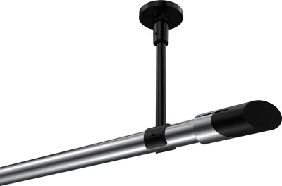 Produktbild von Interdeco Gardinenstange / Vorhangstange Chrom / Schwarz, Typ Sonette Verano (Schräge Bicolor) ohne Ringe, Deckenmontage, 20 mm Ø 1-läufig, 280 cm