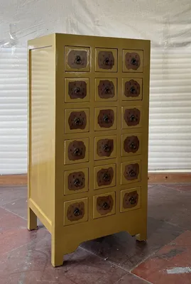 Produktbild von Antike Apothekerkommode Höhe118cm 18 Schubladen Gold