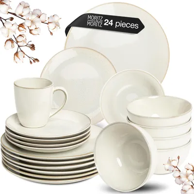 24-teiliges Aardewerk-Serviesset für 6 Personen, beige