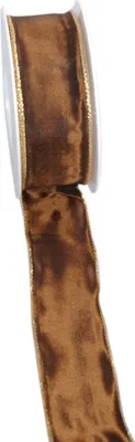 Produktbild von Taftband mit Polyesterkante - braun-gold - 40mm - 25m - 3331-40-25-625