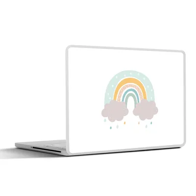 Produktbild von MuchoWow® Laptop Aufkleber Sticker Cover Regenbogen - Wolken - Regen - Kinder - Pastell 40x30 cm - Laptop Dekoration - Selbstklebend