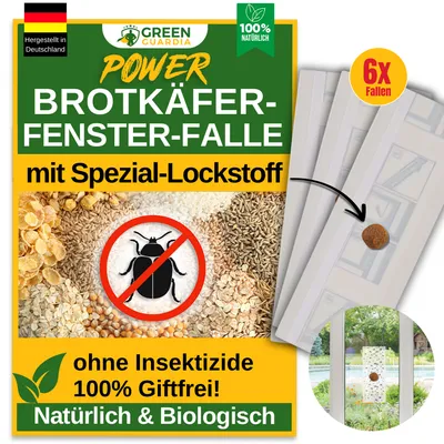 Produktbild von Fenster Brotkäferfalle mit Spezial-Lockstoff – 6x Fallen – Brotkäfer bekämpfen am Fenster, Alternative zur Pheromonfalle, Mittel gegen Brotkäfer