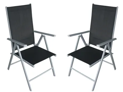 Produktbild von DEGAMO Klappsessel RAVENNA Alu + Textilgewebe schwarz 7-fach verstellbar 2 Stück