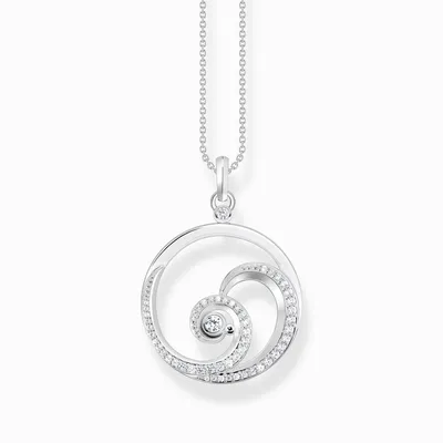 Produktbild von Thomas Sabo KE2143-051-14 Halskette mit Anhänger Damen Welle Weiße Steine Silber