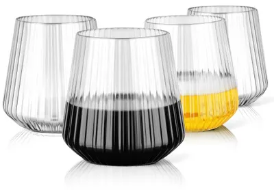 Produktbild von Kunststoff-Weingläser - Ohne Stiel in Kristalloptik - 4er Set für Camping und Party - 380 ml