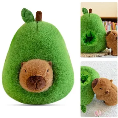 Produktbild von Plüsch-Kapibara-Kuscheltier mit Avocadodesign für Kinder und Erwachsene