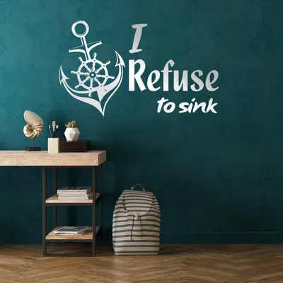 Productafbeelding van Decords Wandsticker – Anker met de tekst "Ik geef niet op", 160 x 97 cm