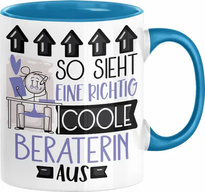 Produktbild von Beraterin Geschenk Tasse Lustig Geschenkidee für Beraterin Geburtstag So Sieht Eine Richtig Coole Beraterin Aus Frauen Spruch (Blau)