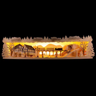 Produktbild von Schwibbogenerhöhung Winterland Erzgebirge verschneit (76x20cm) von Tietze Erzgebirgsdesign