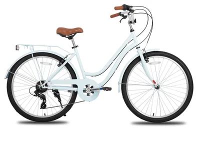 Produktbild von Beachcruiser Fahrrad Damen Herren - Cruiser Citybike 66 cm - 7 Gang - Rahmen Kohlenstoffstahl - V-Brake und Scheibenbremse - Gepäckträger - Blau