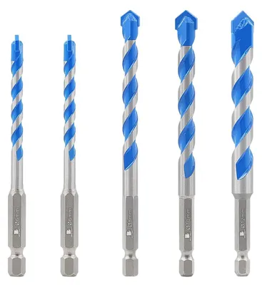 Produktbild von Betonbohrer Fliesenbohrer Steinbohrer Set mit Sechskantschaft Universalbohrer für Beton, Weiche Fliesen 6mm*2/8mm/10mm/12mm