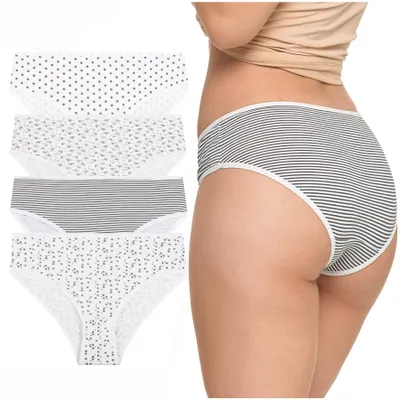 Immagine prodotto di Intimo femminile - Slip da donna taglia XL - Slip in cotone, confezione da 4 pezzi - Slip modello bikini - per donna