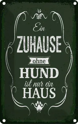 Produktbild von vianmo Blechschild 18x12 cm Hund Zuhause ist nur ein Haus
