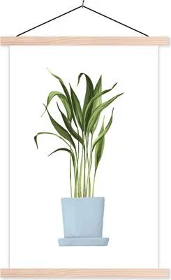 Produktbild von MuchoWow® Textilposter Zimmerpflanze - Blumentopf - Weiß 40x60 cm mit holzfarbenen Rahmen - Poster