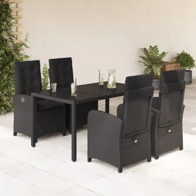 Produktbild von Möbel 5-tlg. Garten-Essgruppe mit Kissen Schwarz Poly Rattan 2024
