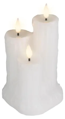 Tropfkerze mit LED Beleuchtung aus Wachs 18,5x11cm mit 3 Kerzenkörpern