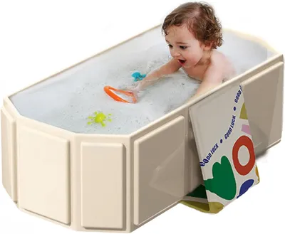 Immagine prodotto di Vaschetta da bagno per bambini, 0-5 anni, bianca, pieghevole, salvaspazio, ideale per il bagnetto del bambino